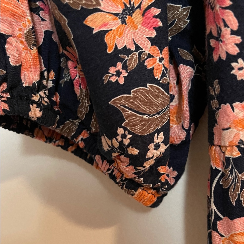 Old Navy Black Dress with Orange and Pink Floral Pattern SZ 10-12 L - Picture 4 of 4